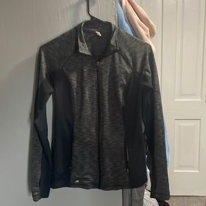 black and grey zip up work out jacket, size XS